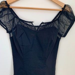 Black Sweetheart Neckline Top